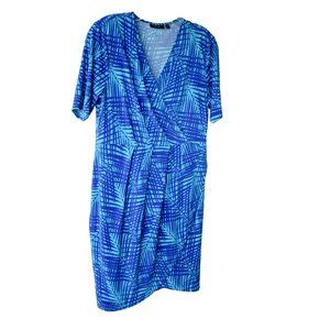 Women's Apt. 9 Blue Faux Wrap Stretchy Dress LP